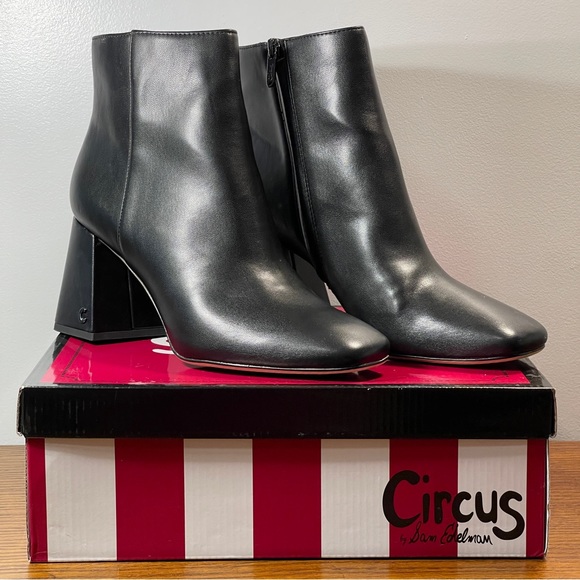 NWT | Circus by Sam Edelman Kate Bootie Ankle Boot Black Napa Leather - Picture 2 of 16